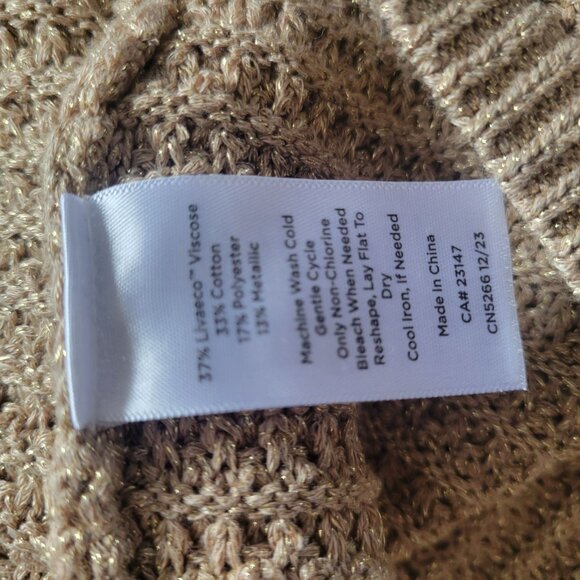 Talbots Gold Crochet Knit Cardigan Sweater W/ Gold Buttons & Pockets 1x - Picture 5 of 11